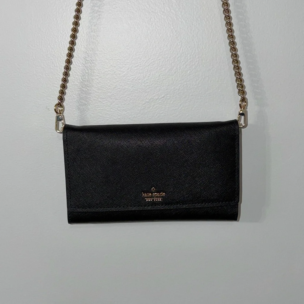 Kate Spade Black Crossbody with Gold Chain